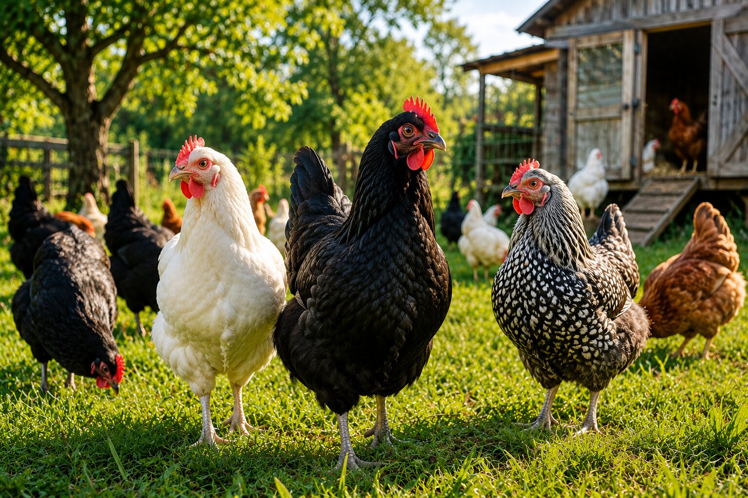 Différentes races de poules